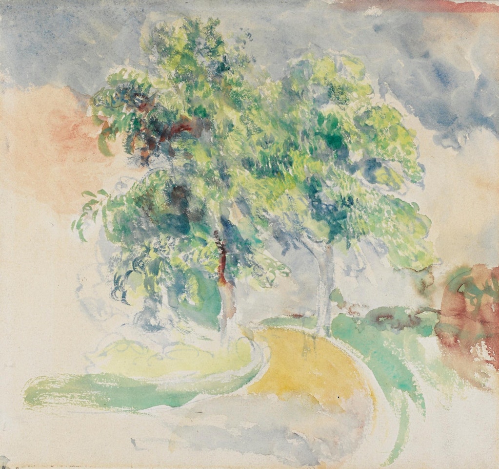 La Route Entre Les Arbres - Recto; Etude De Fleurs - Verso by Pierre-Auguste Renoir