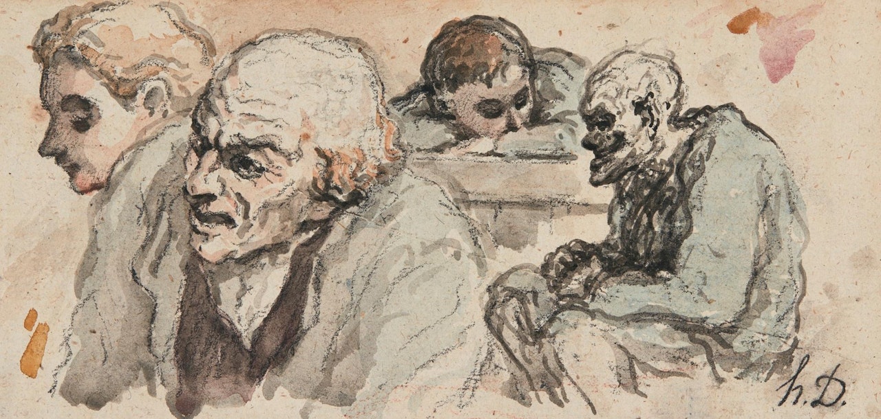 Quatre Personnages - Recto; Blanchisseuse Et Son Enfant - Verso by Honoré Daumier