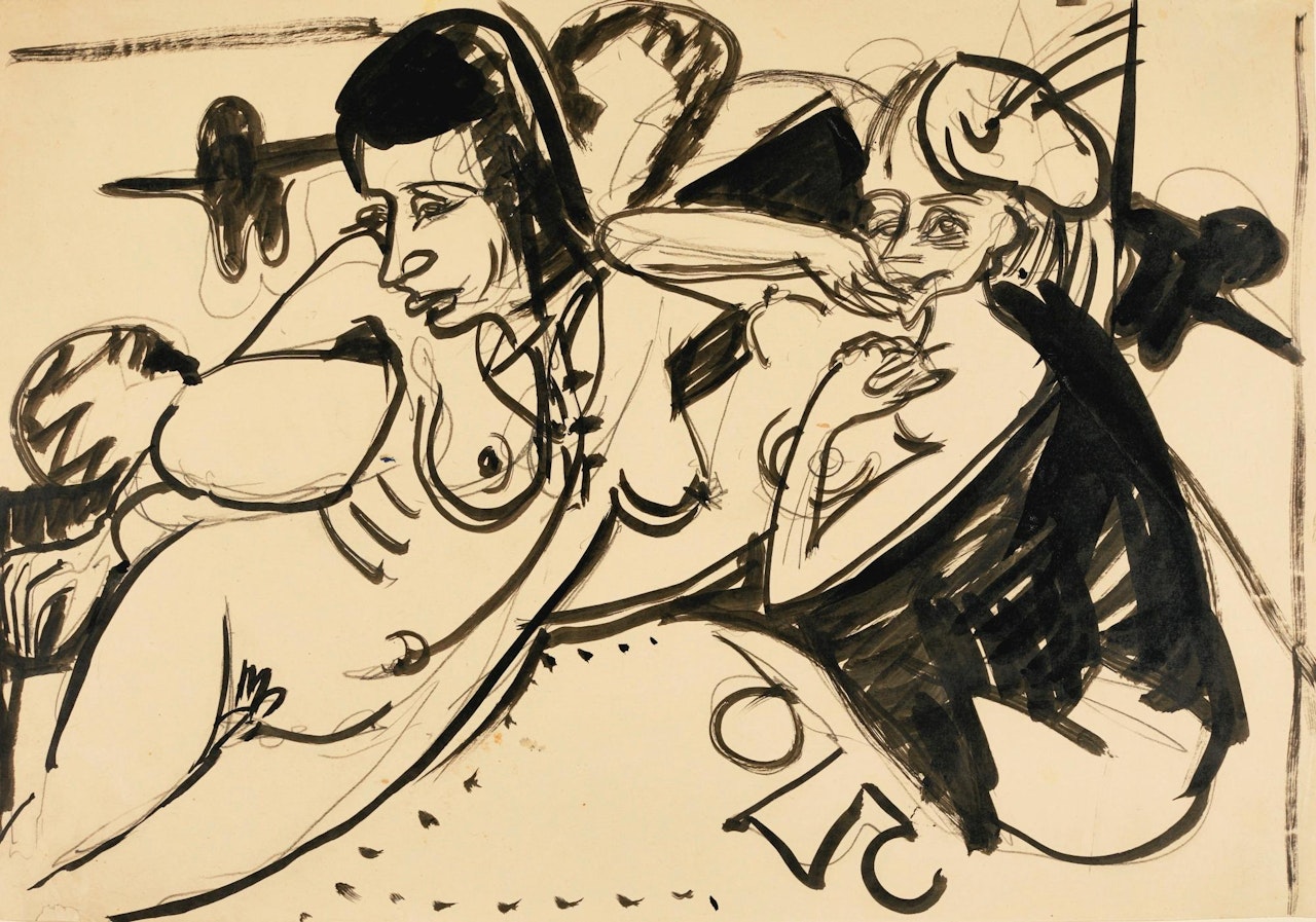 Zwei Liegende Weibliche Akte (Two Reclining Female Nudes) by Ernst Ludwig Kirchner