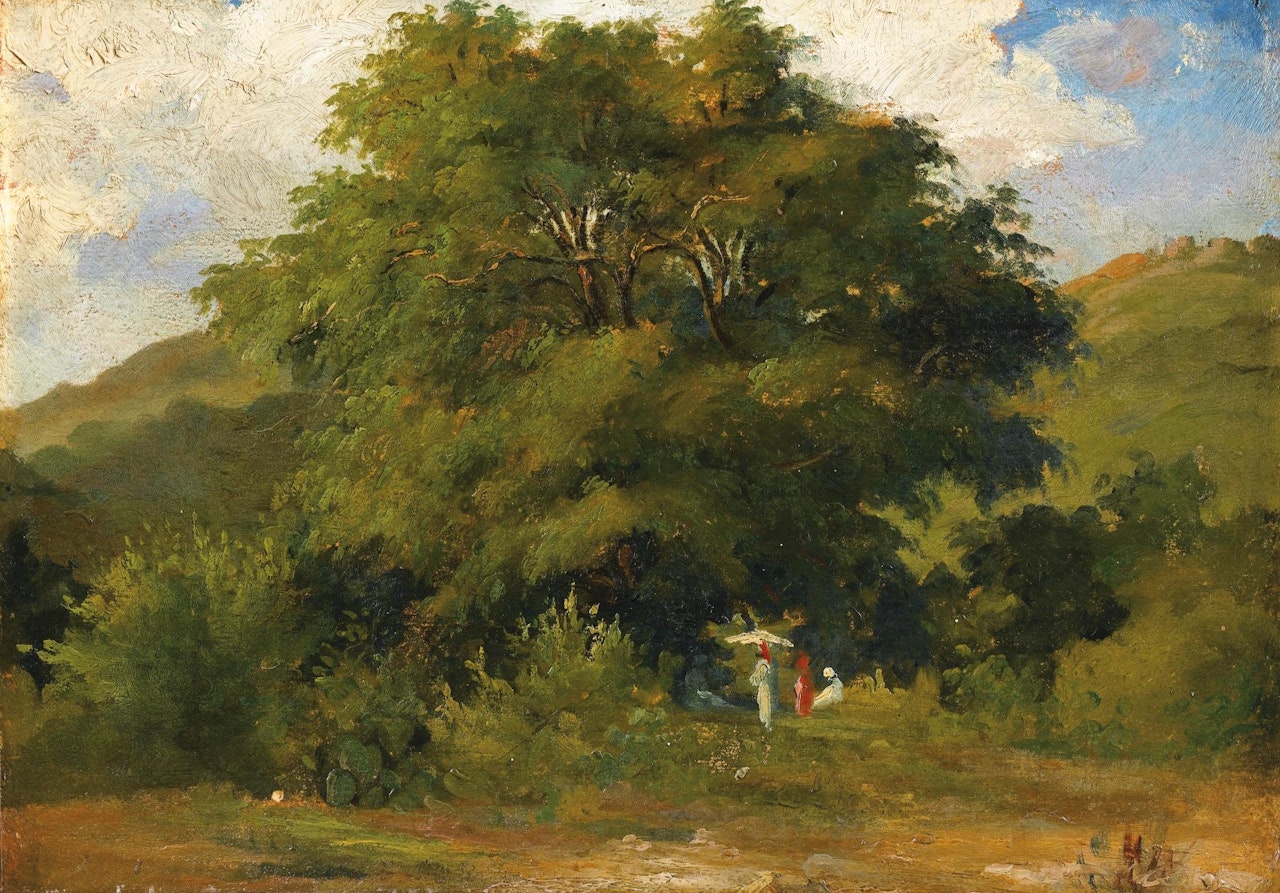 Paysage Avec Femmes Sous Un Grand Arbre, Saint-thomas (antilles) by Camille Pissarro