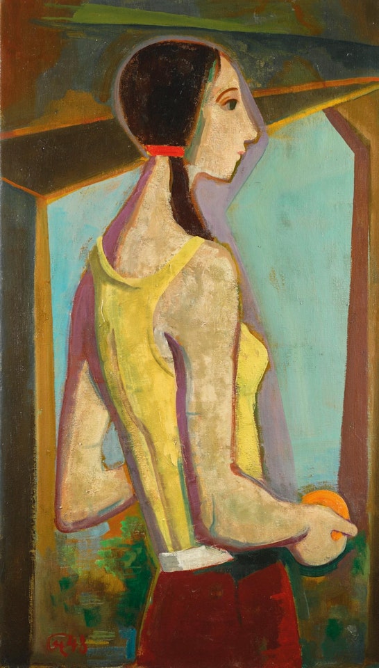 M�dchen Mit orange (Girl with orange) by Karl Hofer