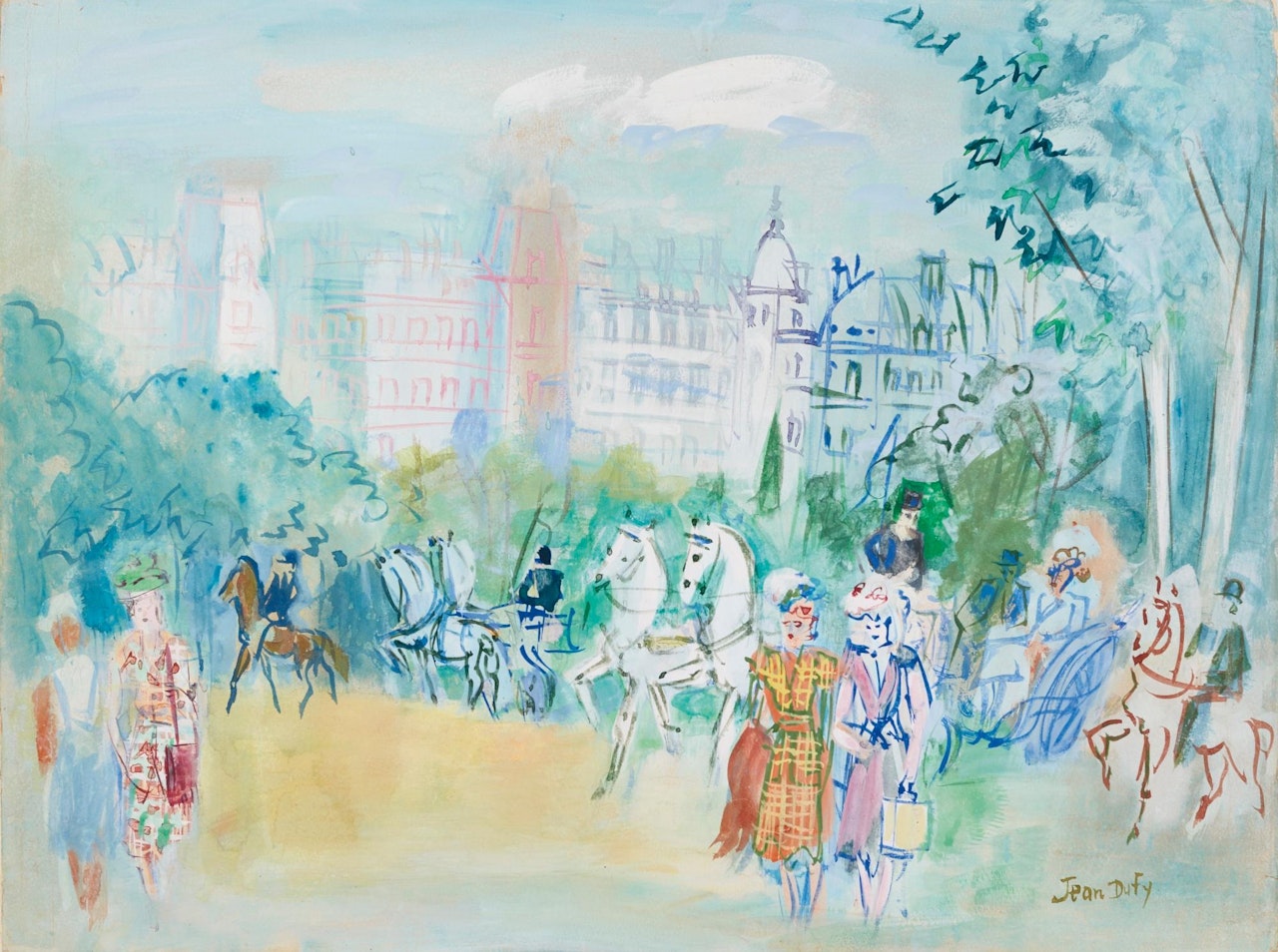 Promenade Au Bois De Boulogne by Jean Dufy