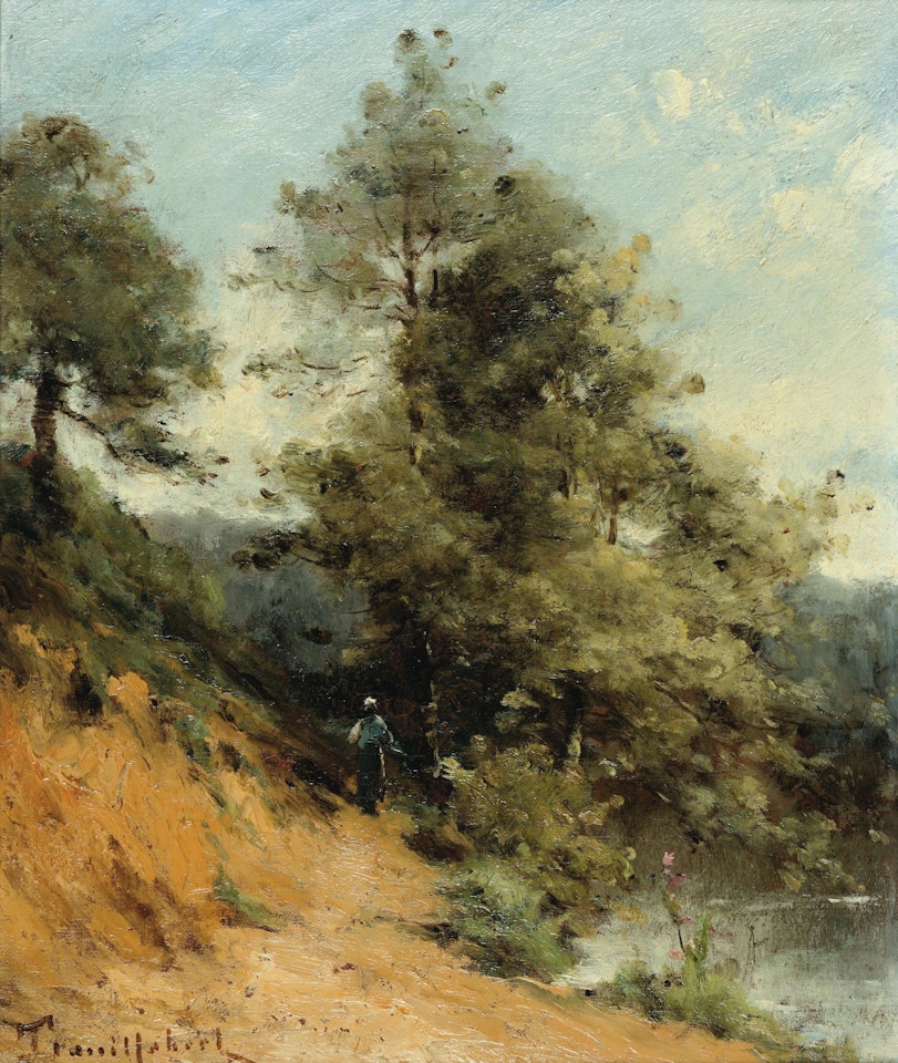 Paysanne au bord de la rivi�re by Paul Désiré Trouillebert