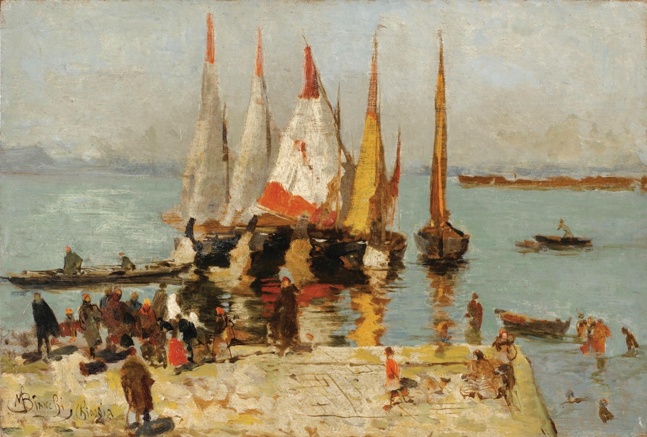 Bateaux sur la lagune, Venise by Mose Bianchi