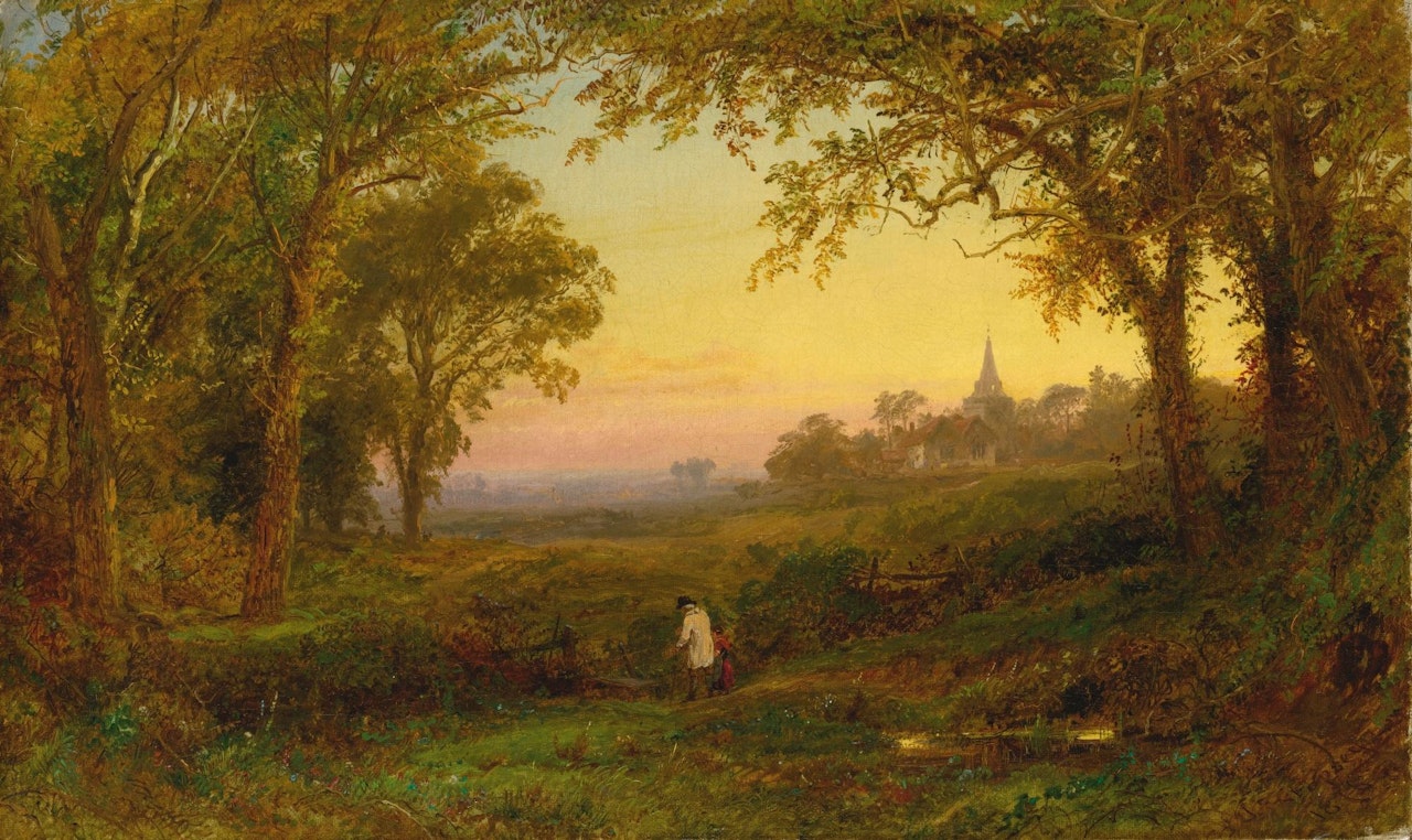 Hurstbourne Church, Lord Portsmouth's Park, Surrey by Jasper Francis Cropsey