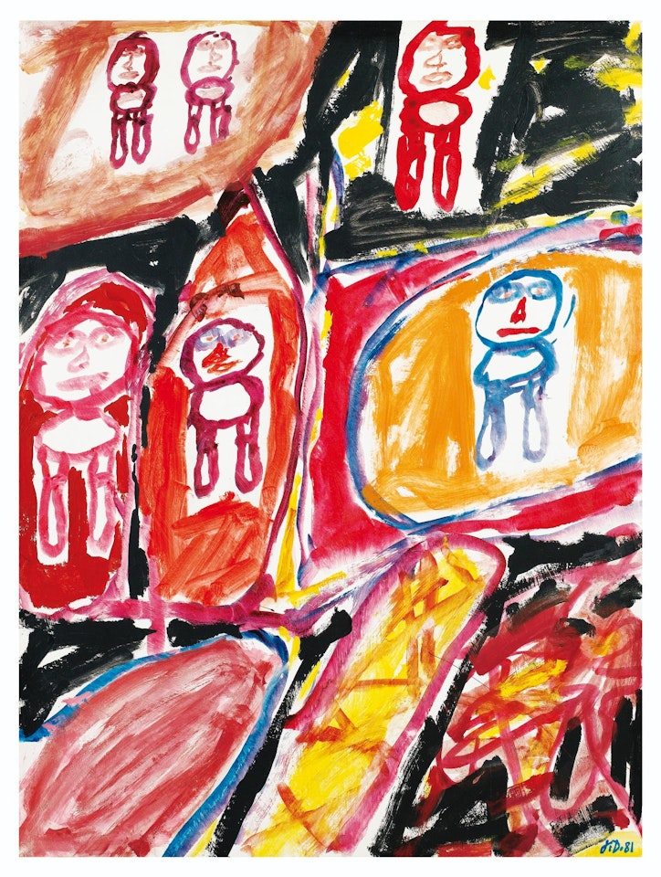 Site avec 6 personnages by Jean Dubuffet