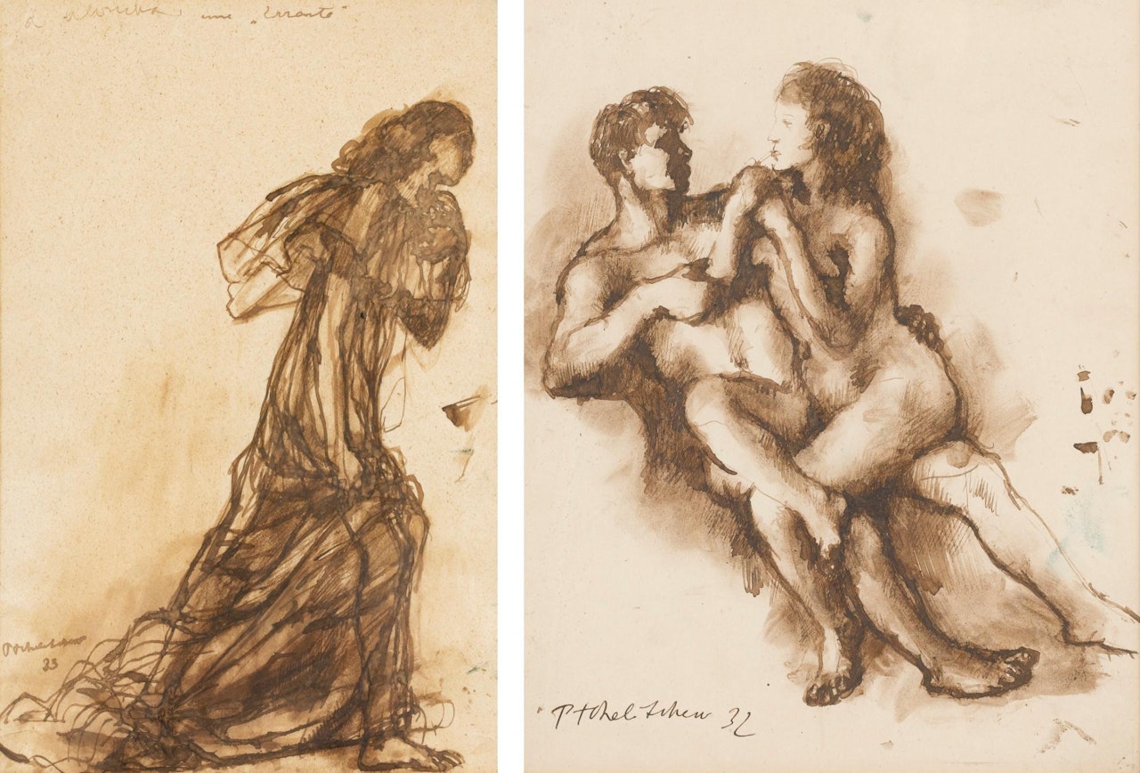 Costume Design for L'errante and Nude Couple by Pavel Tchelitchew