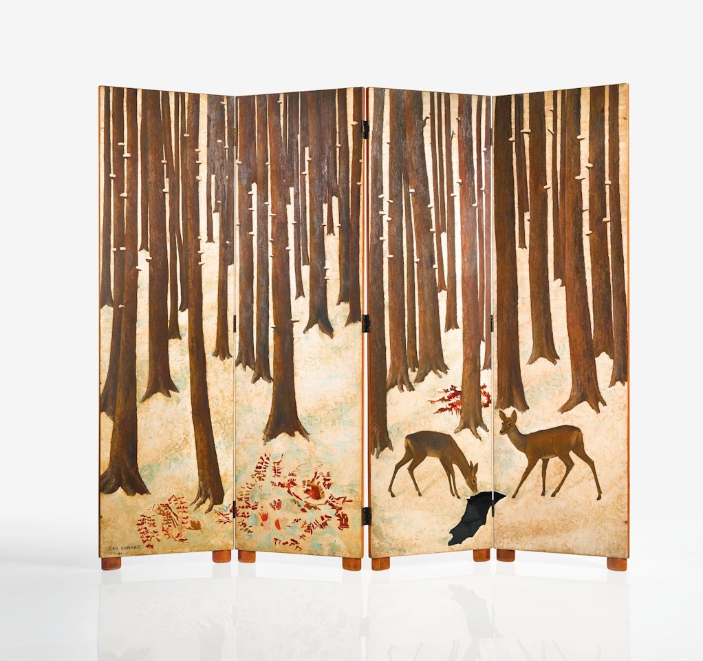 Biches Dans La For�t and Herbes Four-panel Screen by Jean Dunand