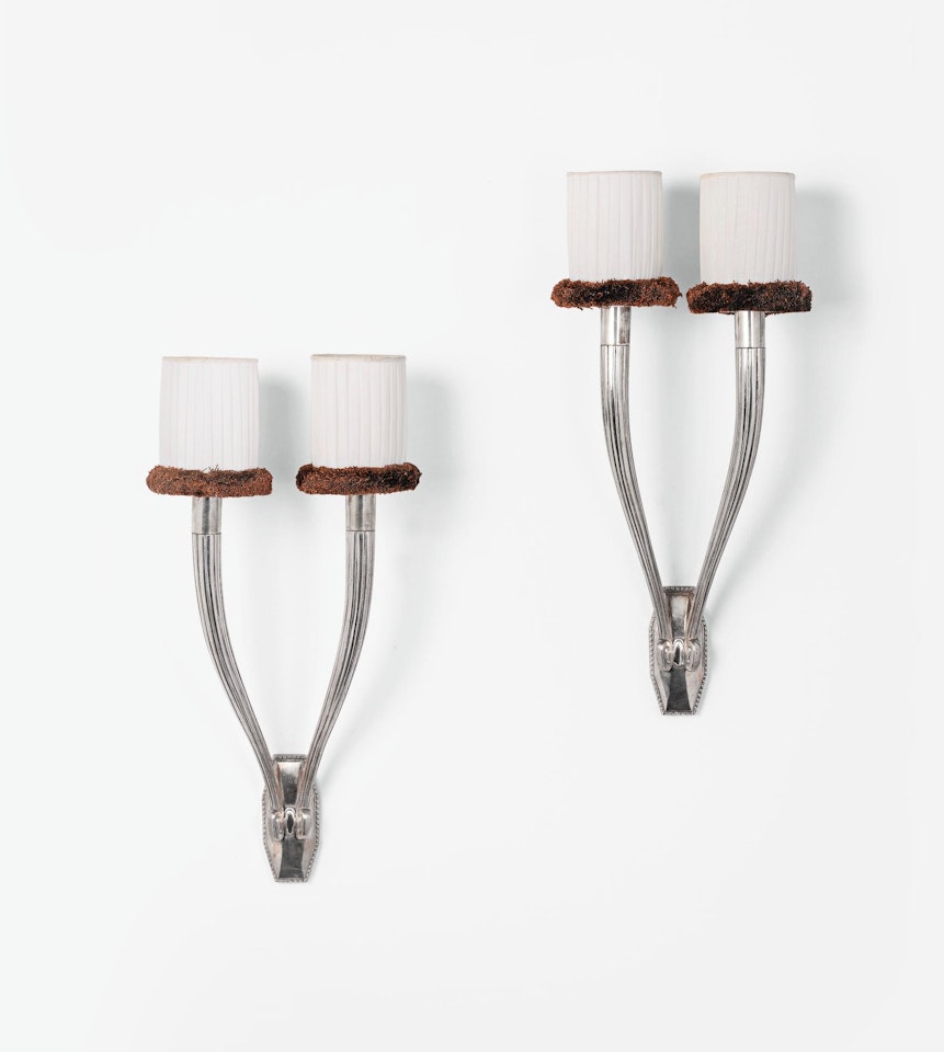 Pair of Antilope Two Branch Wall Sconces, Model Ar3033 and Nr3666 by Emile-Jacques Ruhlmann