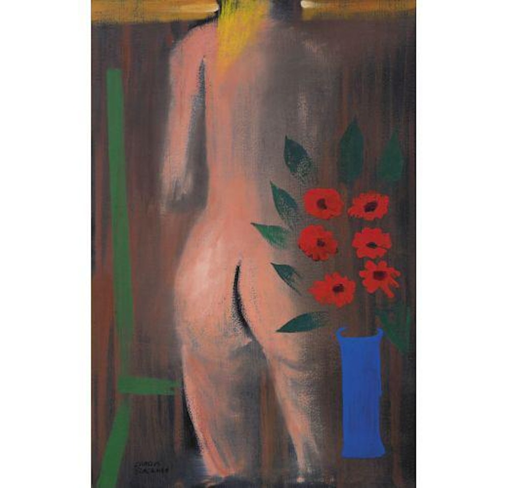 Nude with Red Flowers by Charles Blackman