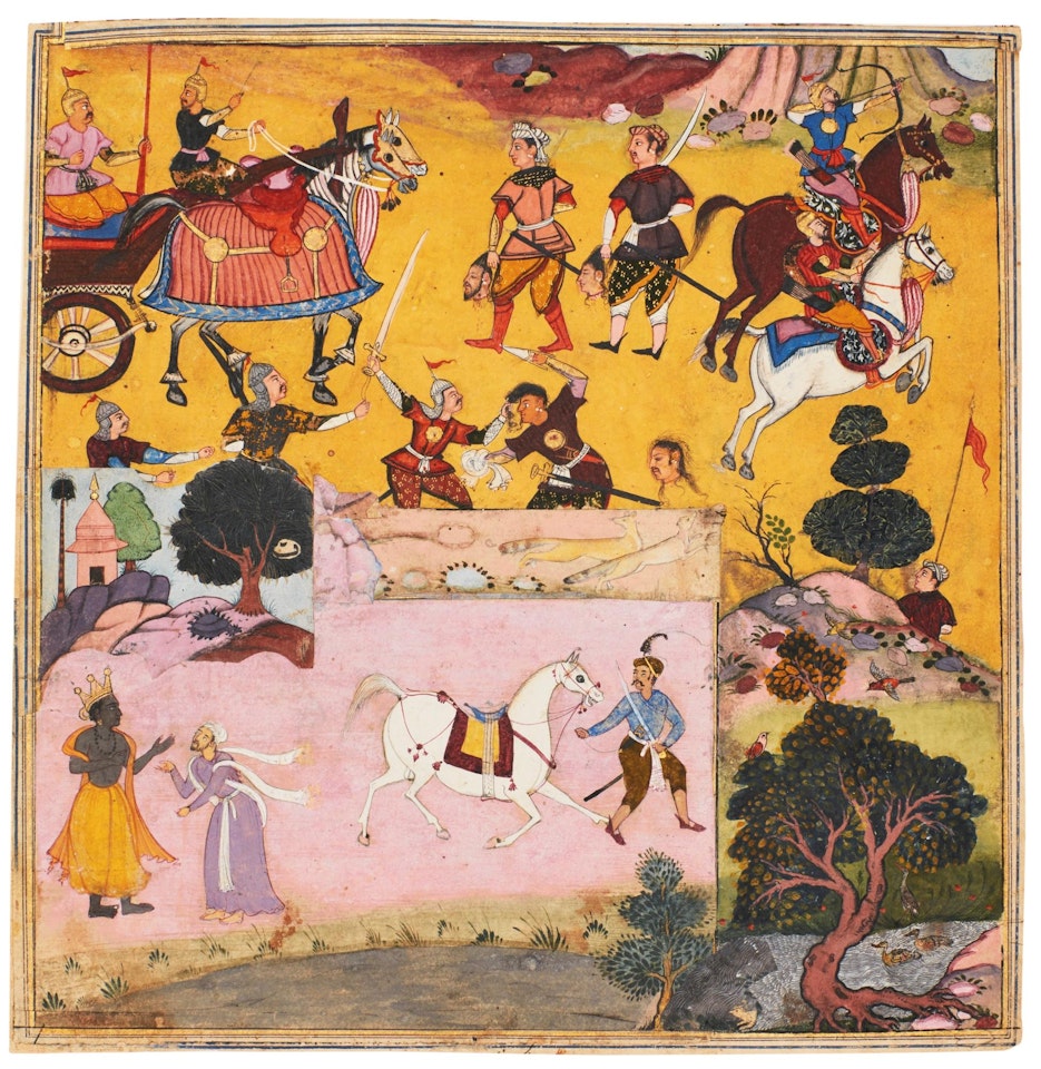 A Composite Illustration from The Razmnama by Mughal School