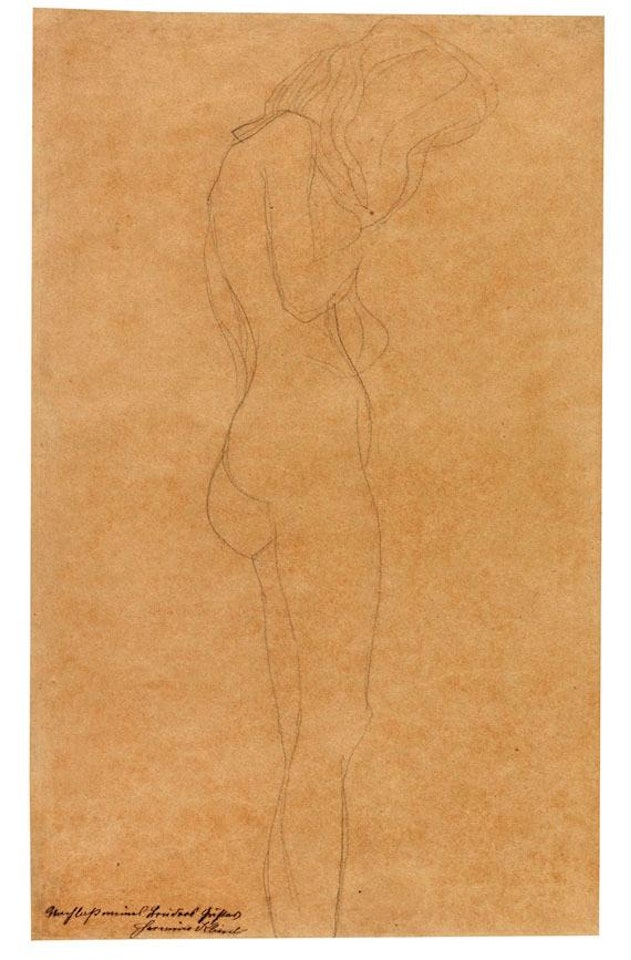 Weiblicher Akt Mit Langen Haaren (Studie F�r "Jurisprudenz") by Gustav Klimt