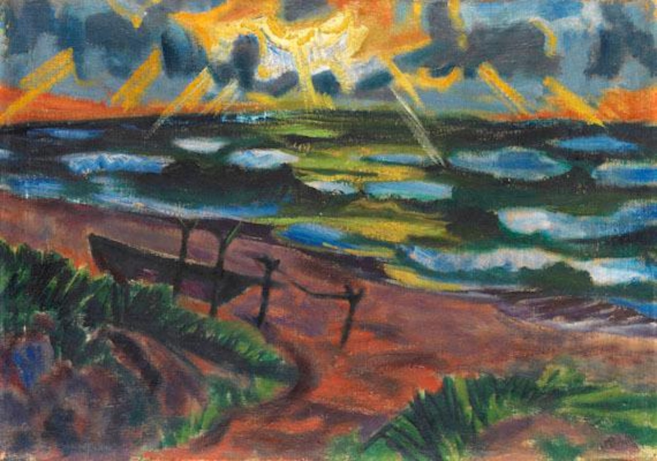 St�rmisches Wetter An Der Ostsee (Beschienene Wellen) by Max Pechstein