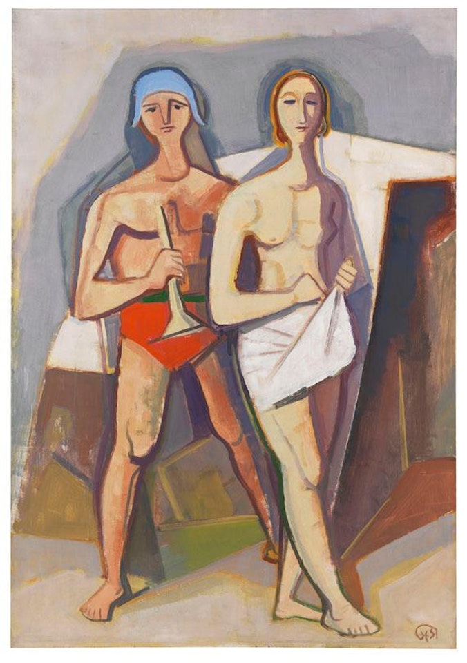 Paar (Detail Eines Wandbildes) by Karl Hofer