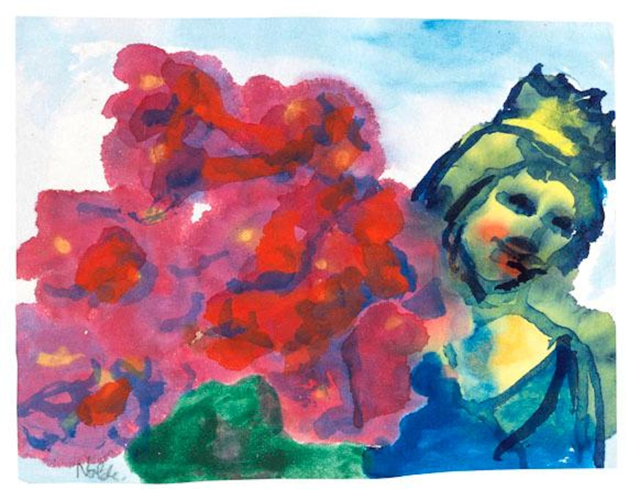 Madonna Mit Roten Blumen by Emil Nolde
