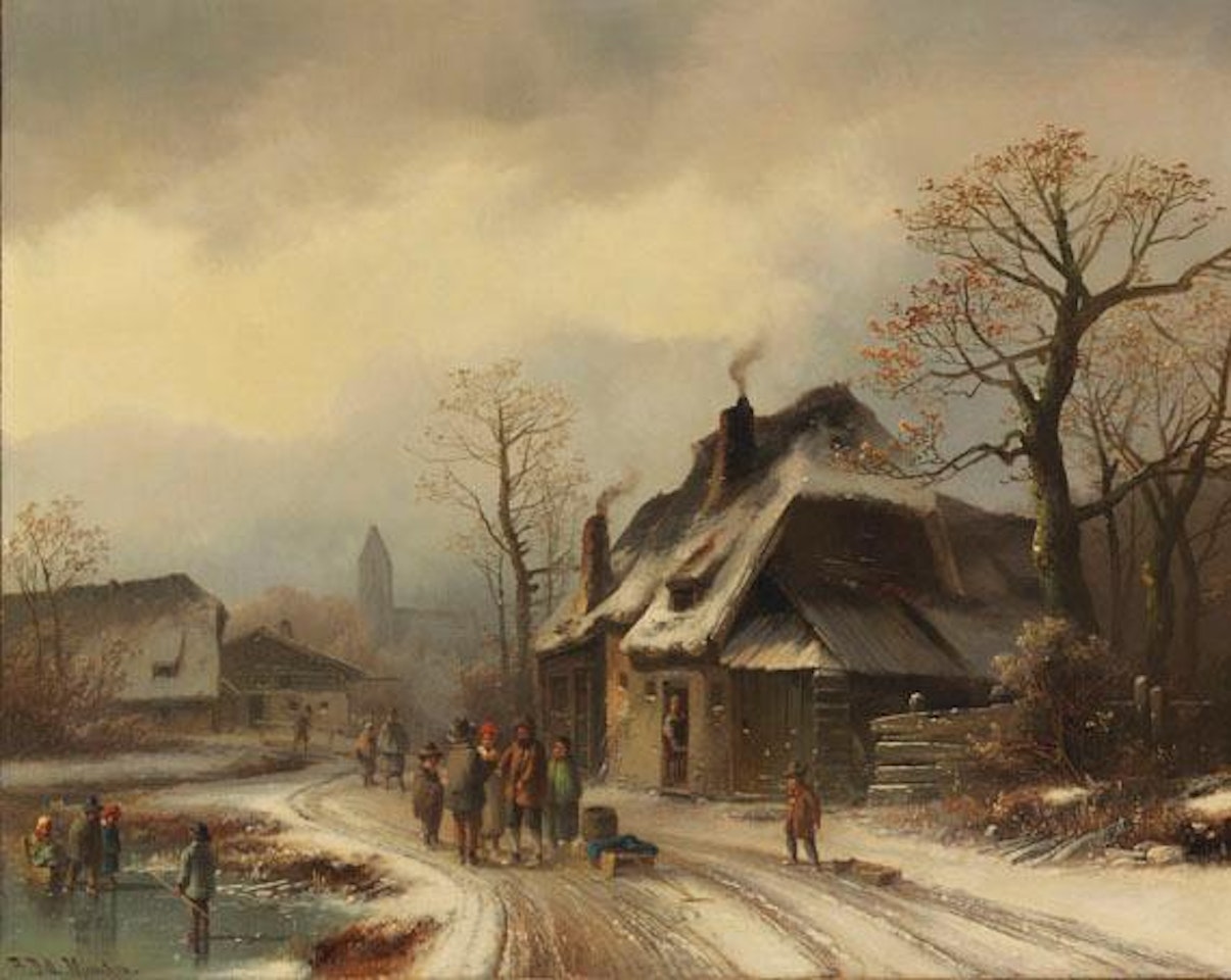 Winterliche Dorfansicht by Anton Doll
