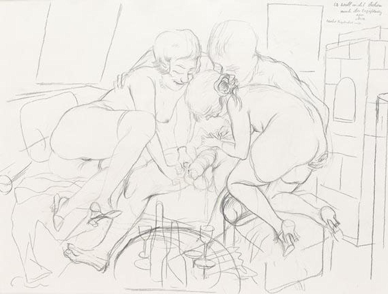 Er will nicht stehen... by George Grosz