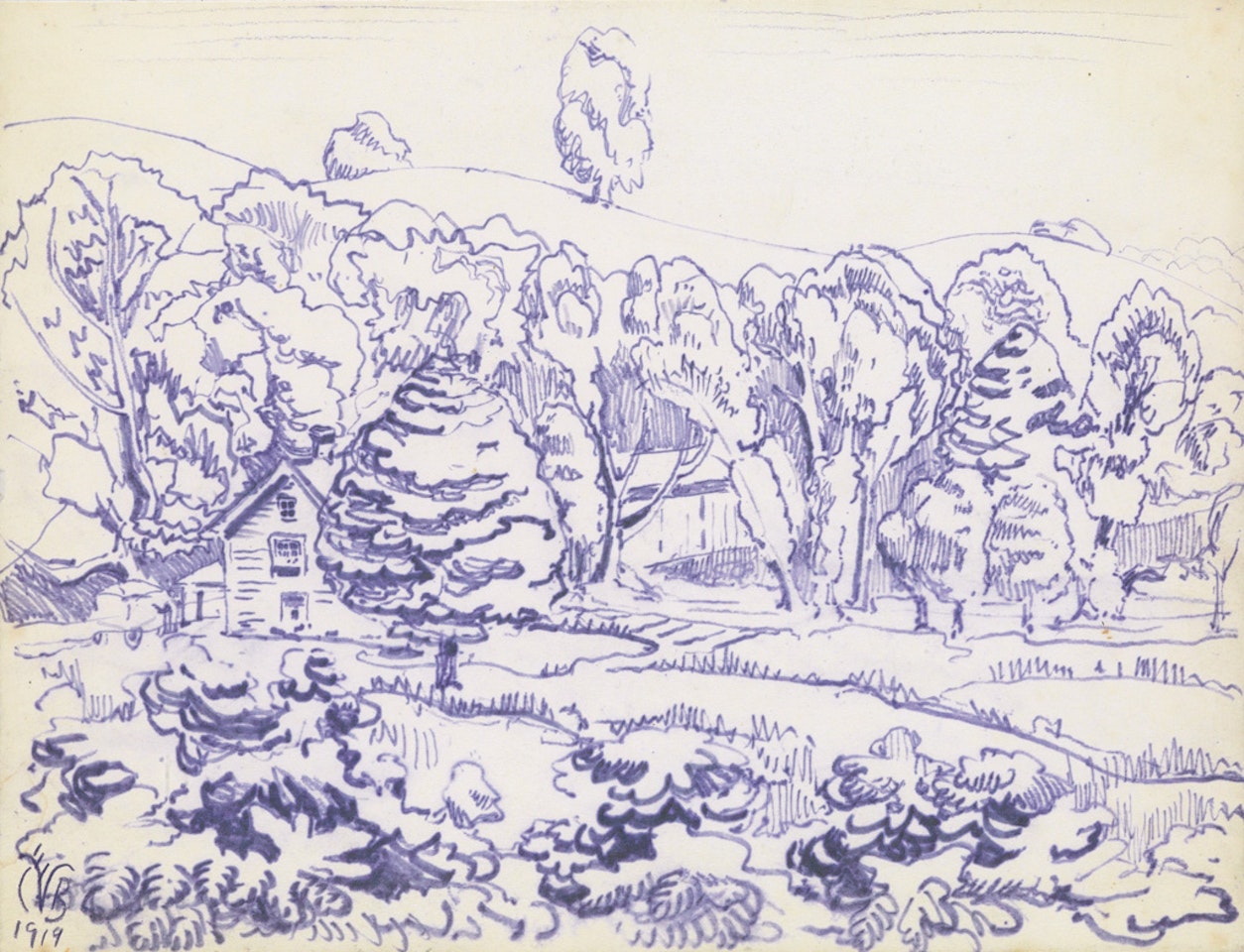 Landscape with a House and Covered Bridge by Charles Burchfield