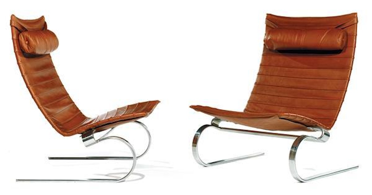 Paire de grandes chauffeuses PK-20 by Poul Kjaerholm