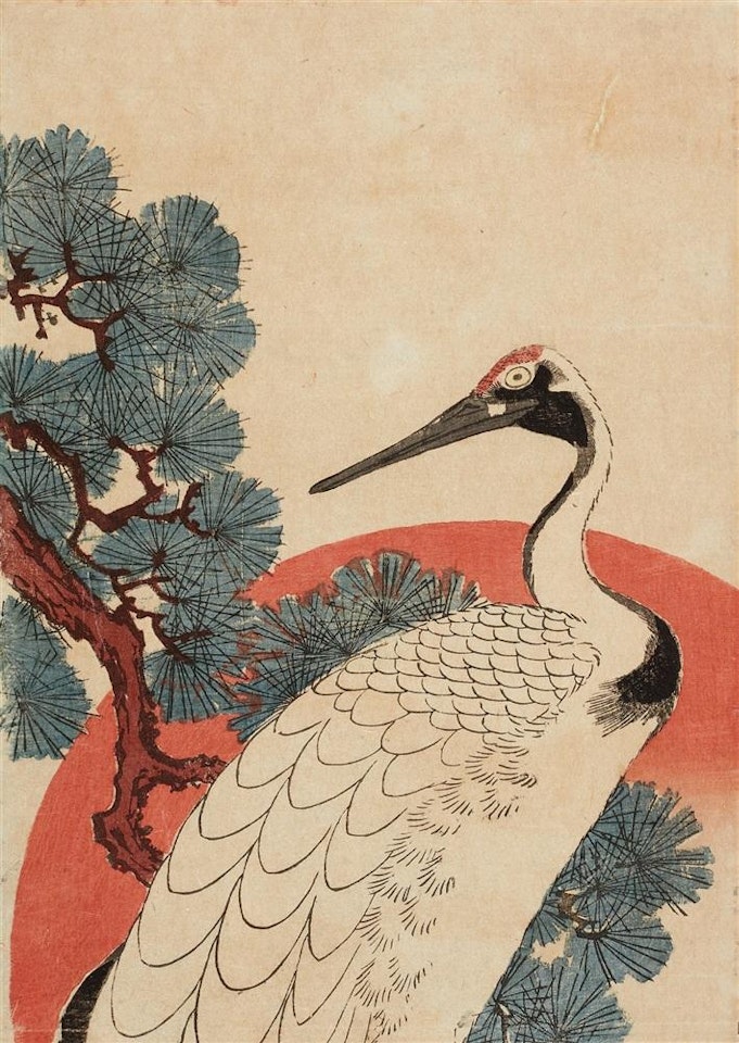 First sunrise of the New Year with a crane in a pine tree by Utagawa Hiroshige