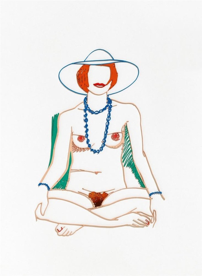 Monica cross-legged with Beads by Tom Wesselmann