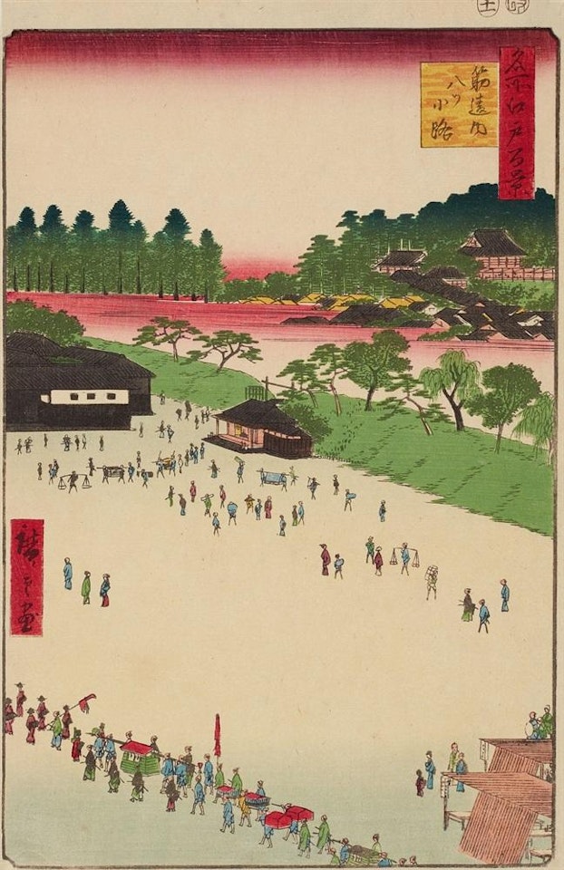 Suijikai-uchi Yatsuk�ji. A samurai procession and other vistors at Yatsuk�ji by Utagawa Hiroshige