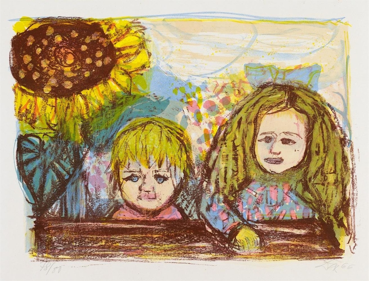 Zwei Kinder (mit Sonnenblume) by Otto Dix