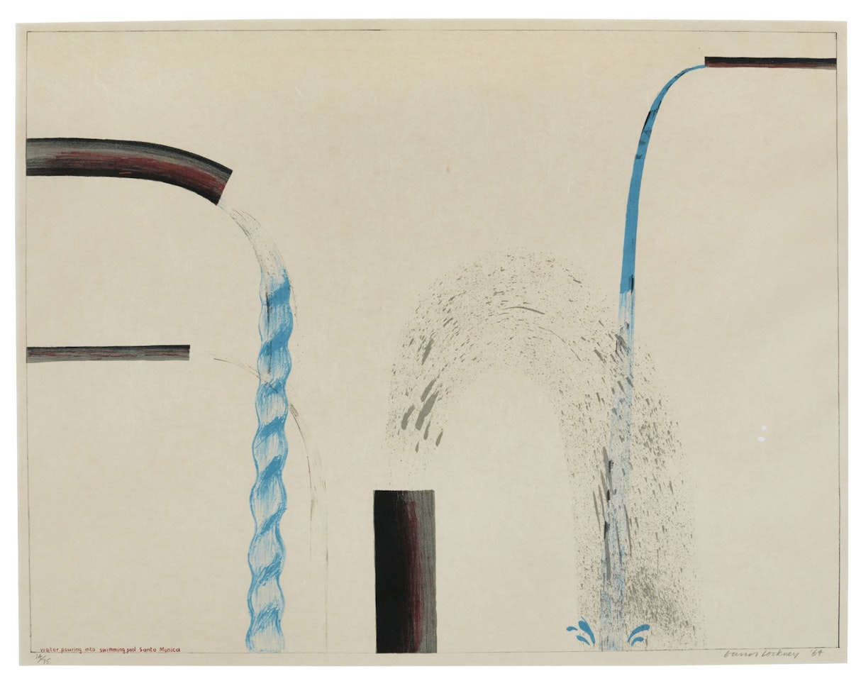 Water Pouring Into Swimming Pool, Santa Monica (S. A. C., Mca Tokyo 38) by David Hockney