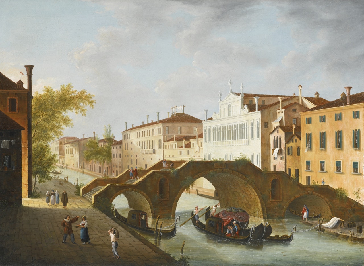 A VENETIAN CANAL by Venetian School