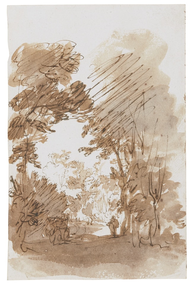 A FIGURE IN A SUNLIT WOOD, AT RIJSWIJK by Jan de Bisschop