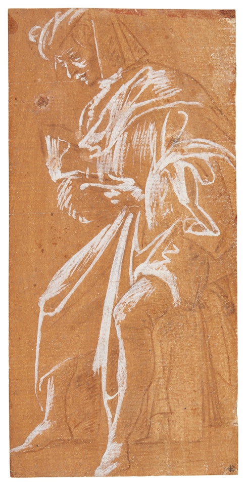 A SEATED MAN, DRAPED HOLDING A BOOK by Workshop Of Filippino Lippi