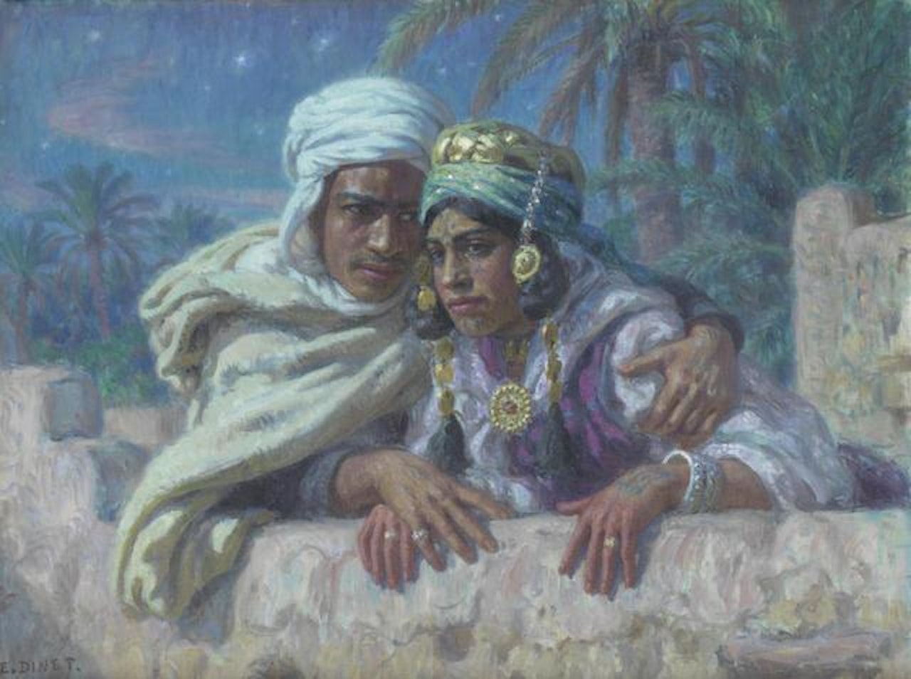 The lovers by Etienne Alphonse Dinet