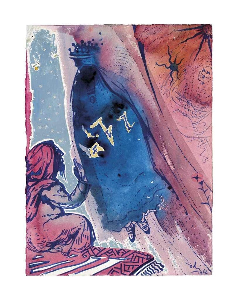 Sans titre (Vieillard et figure en lí©vitation, avec les chiffres 4, 1 et 7) by Salvador Dali