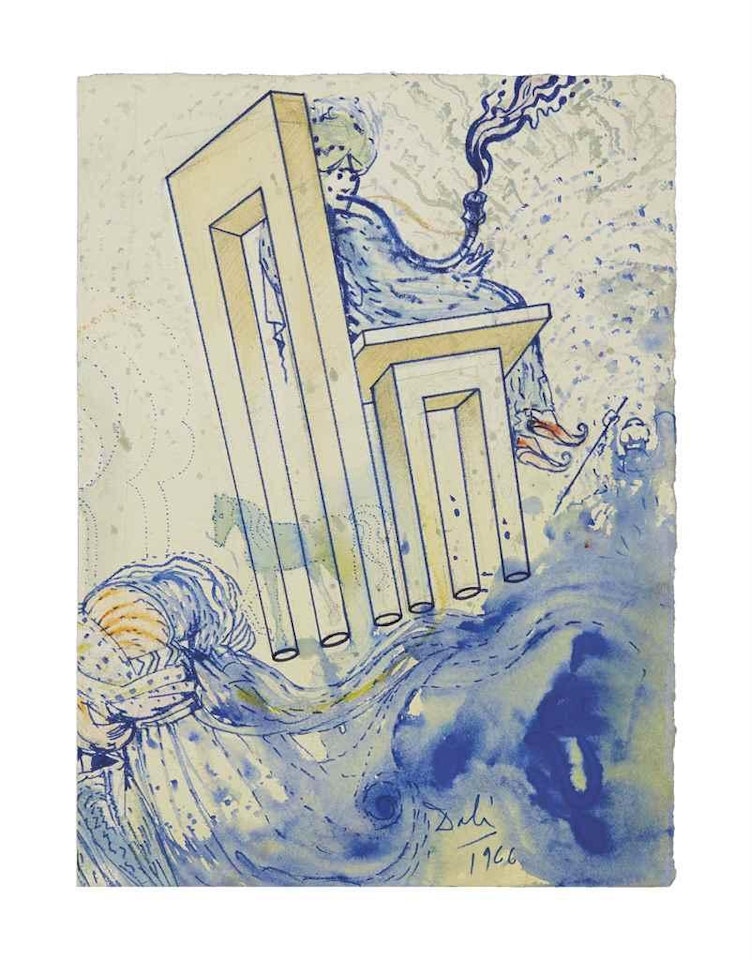 Sans titre (Fumeur assis sur une architecture en trompe l'ñil) by Salvador Dali