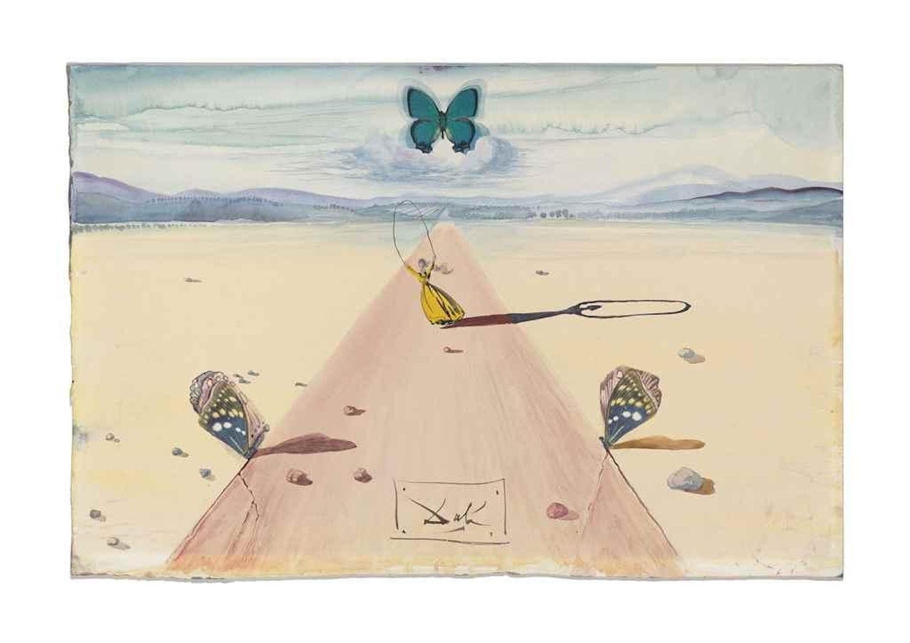 Paysage avec une femme sautant íæ la corde by Salvador Dali