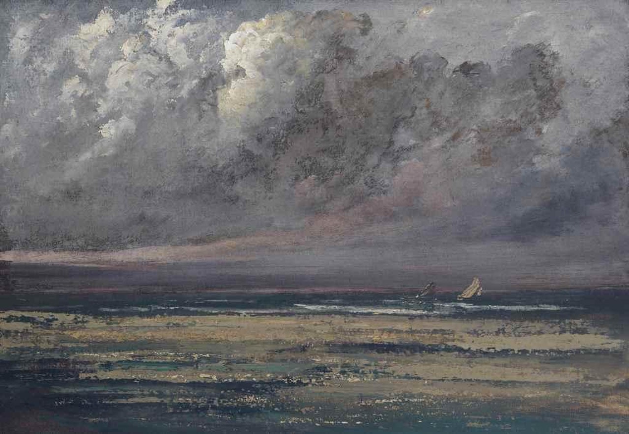 Côte normande près de Trouville, voiliers vu de la grève by Gustave Courbet
