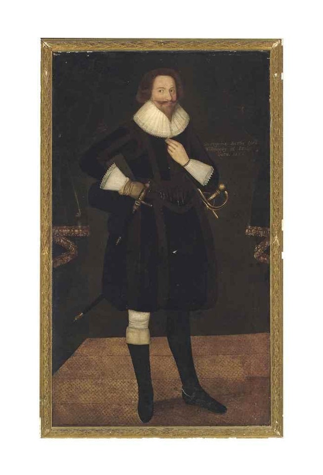 Portrait of Peregrine Bertie, 13th Lord Willoughby de Eresby (1555-1601), Full-Length, in a Black Doublet and Pantaloons by English School