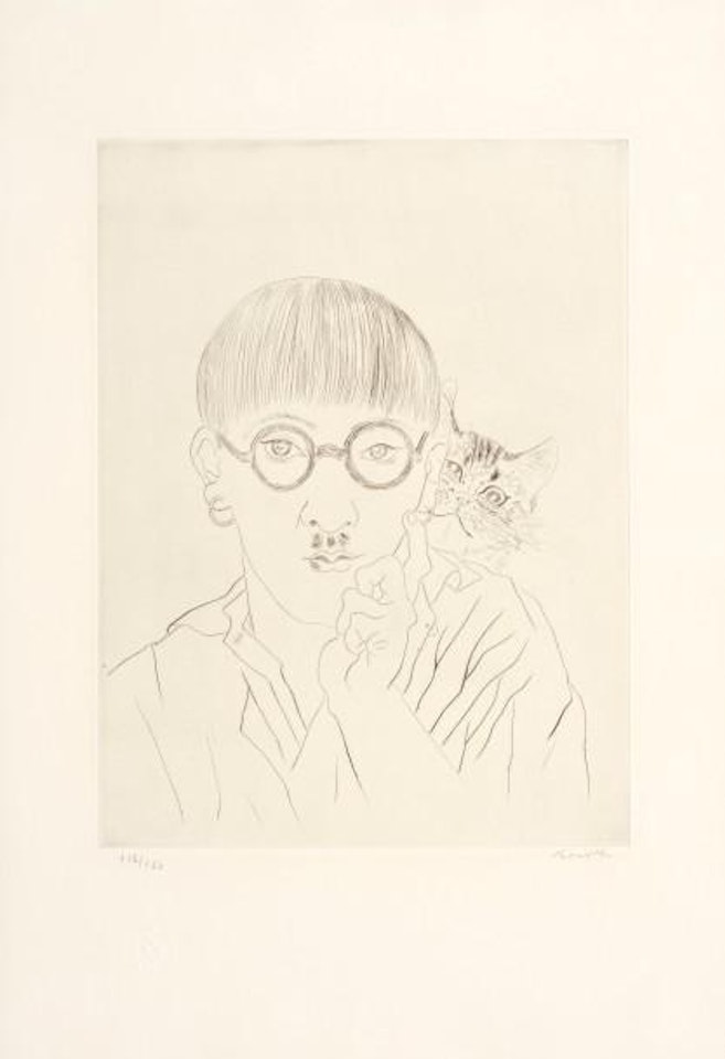 Autoportrait, le chat sur läó»í©paule by Leonard Tsuguharu Foujita