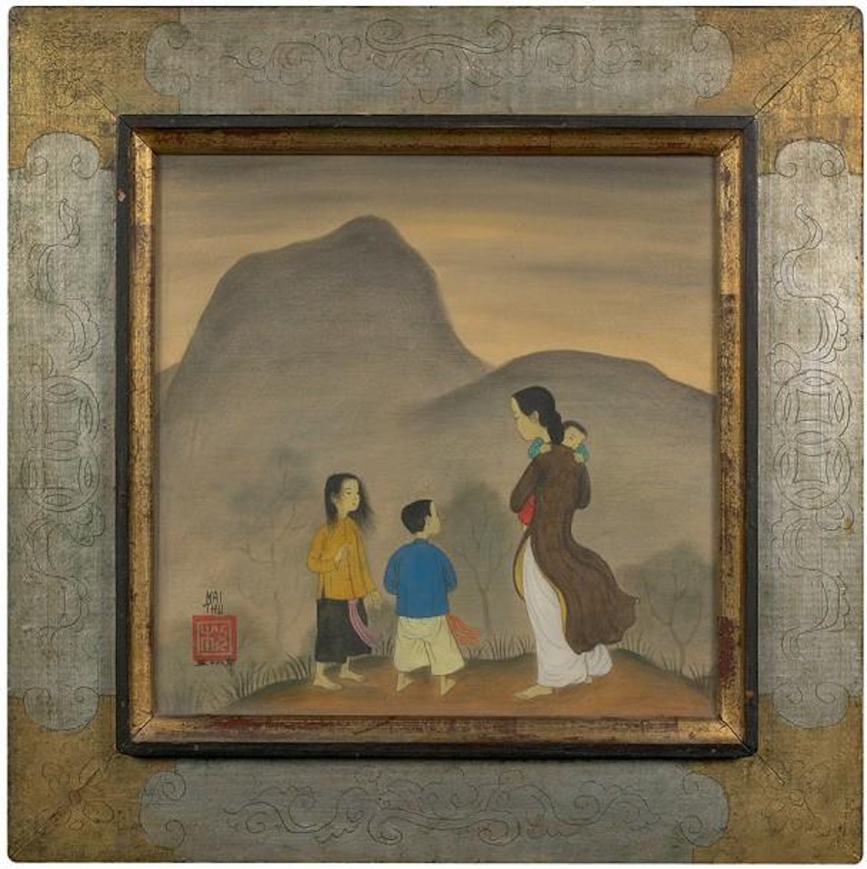MíÂre et ses enfants dans un paysage de montagne by Mai Trung Thu