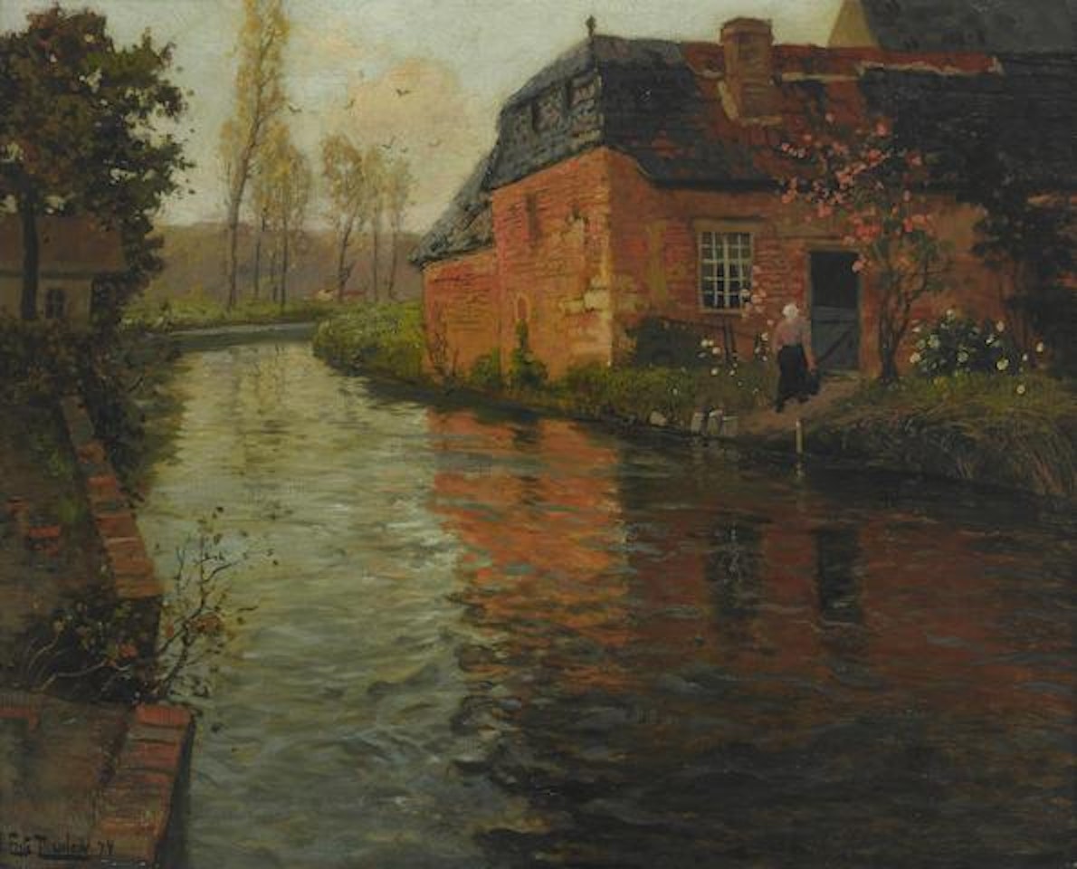 A view of the river La Varenne by Fritz Thaulow