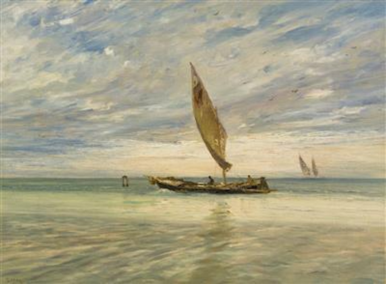Fishermen in the lagoon by Guglielmo Ciardi
