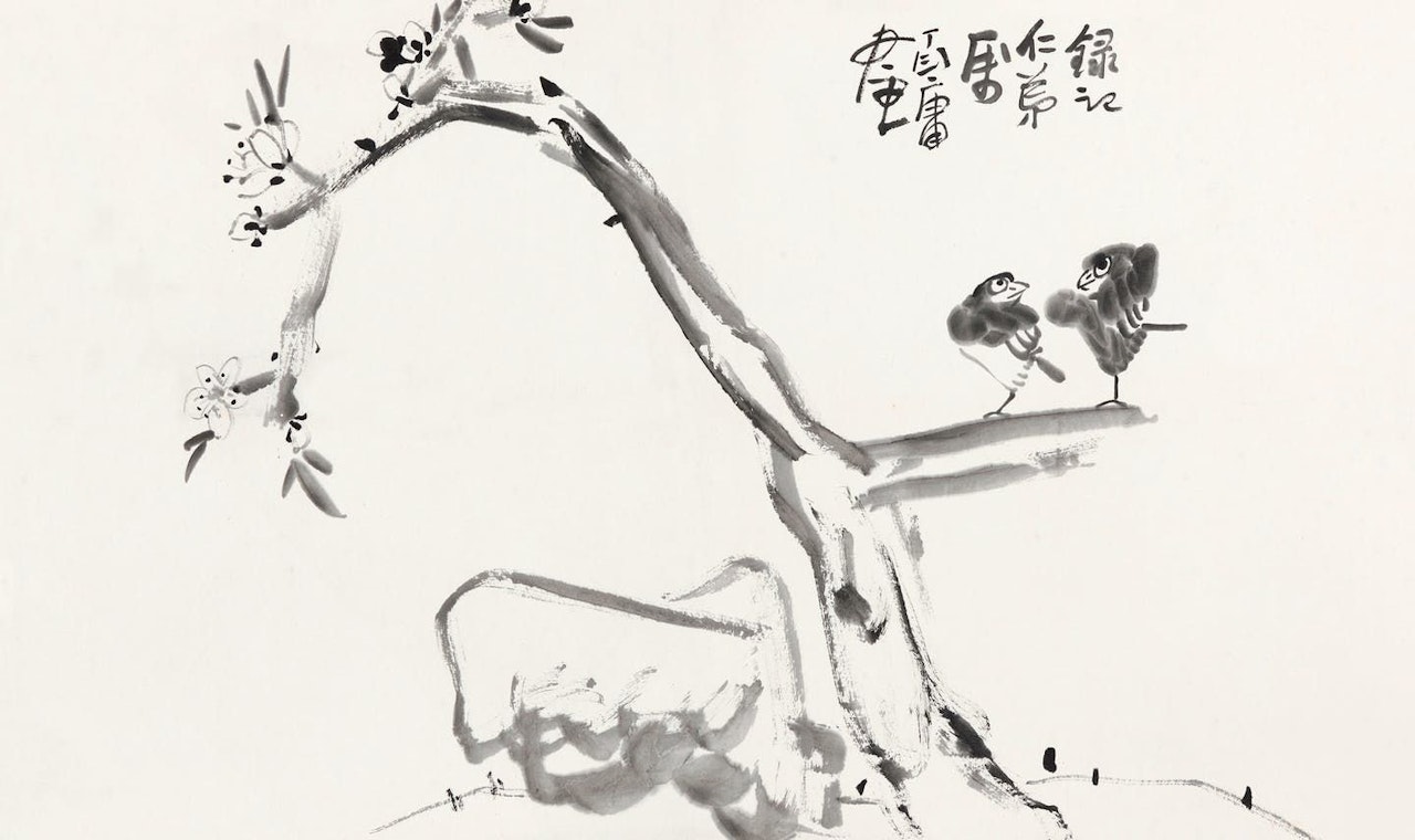 Peach Blossom and Birds by Ding Yanyong