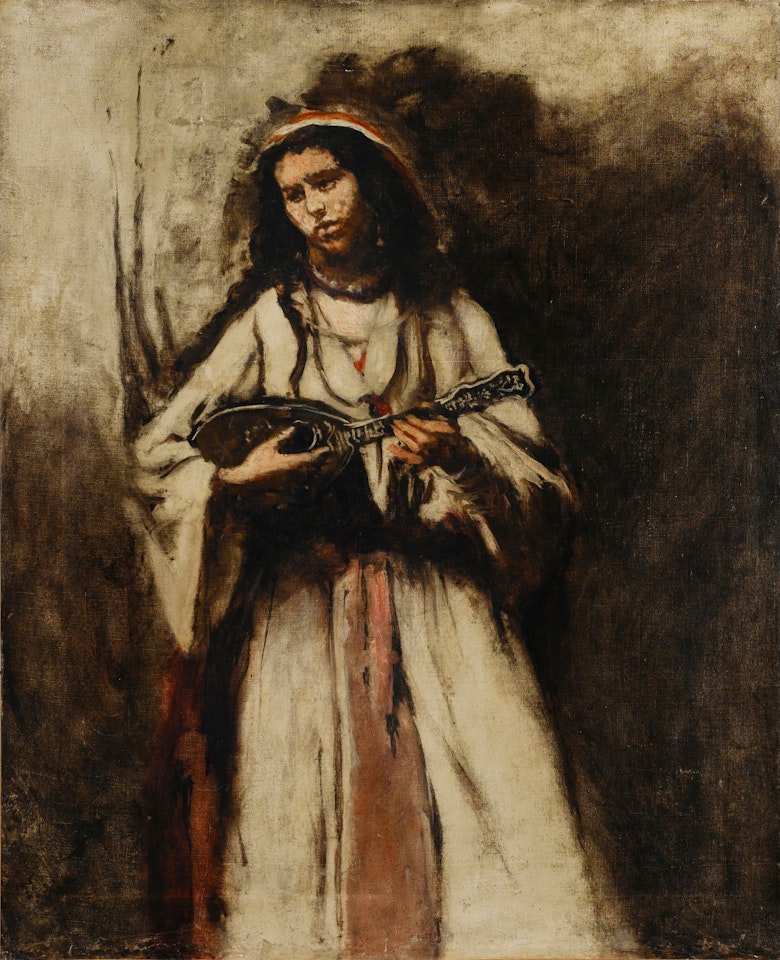 STANDING BOHEMIAN WITH A MANDOLIN by Jean Baptiste Camille Corot