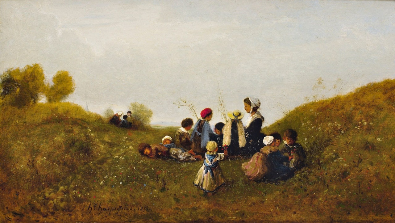 THE CHILDREN'S WALK by Henri Harpignies