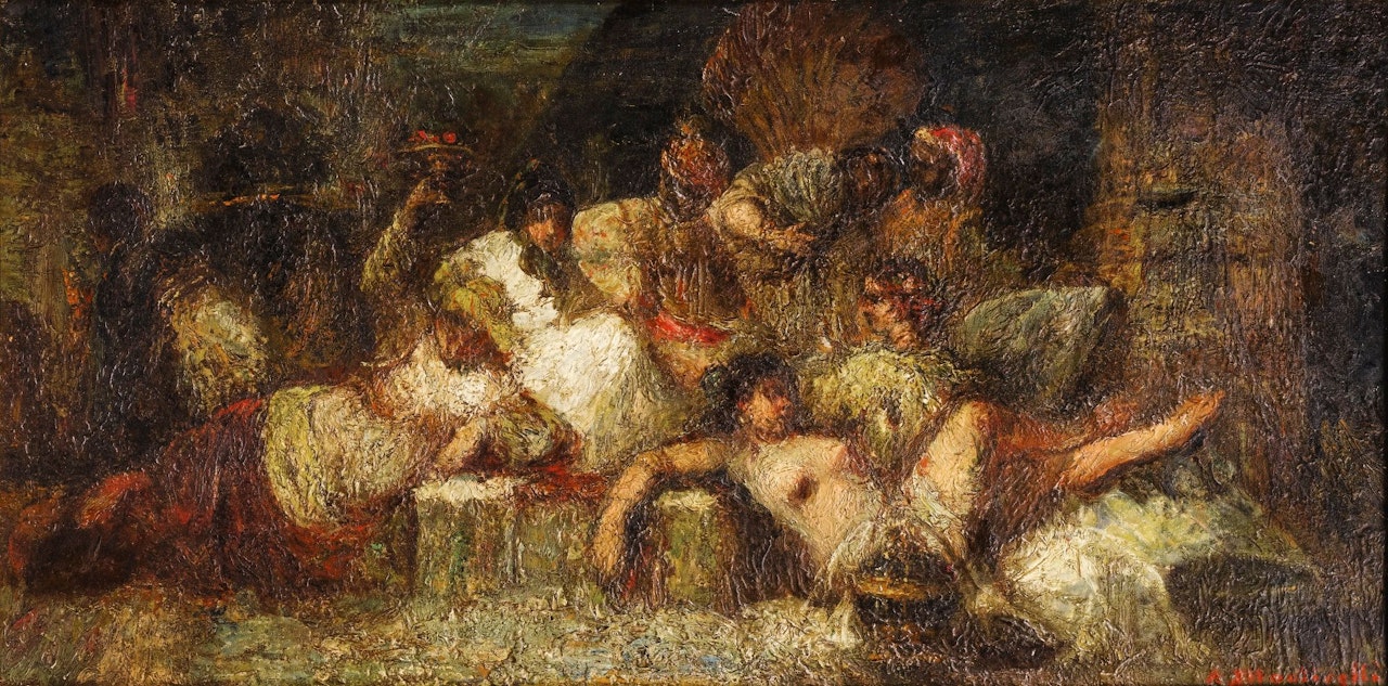 HAREM SCENE by Adolphe Monticelli