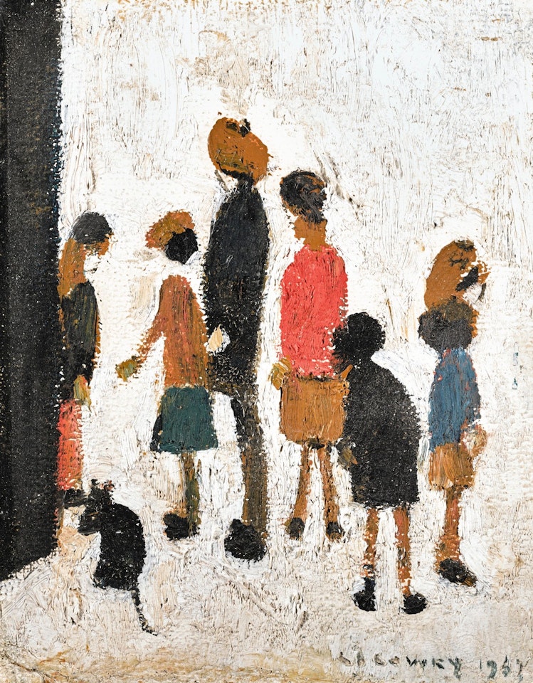 FIGURES WITH A DOG by Laurence Stephen Lowry