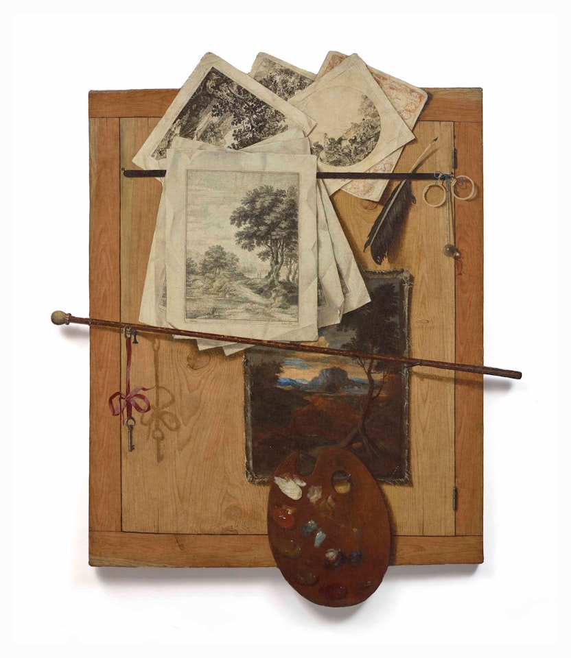 Trompe-l'œil aux instruments du peintre et aux gravures by Cristoforo Munari