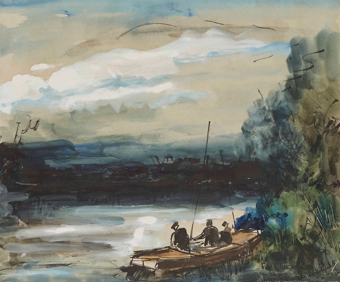 Paysage de rivière et pêcheurs by Maurice de Vlaminck