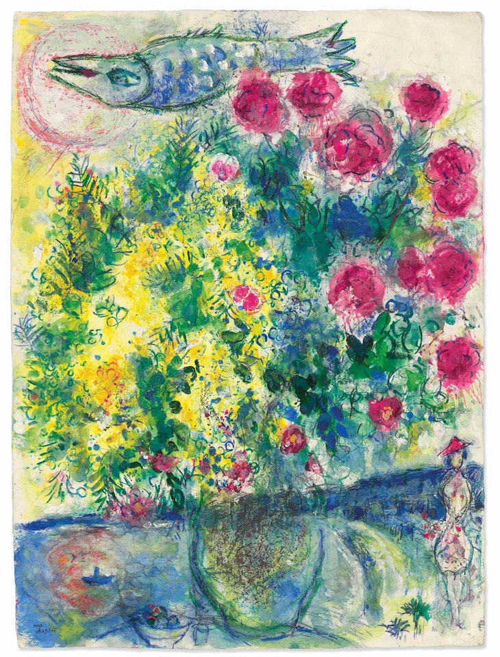 Roses et mimosas (Nice et la Côte d'Azur) by Marc Chagall