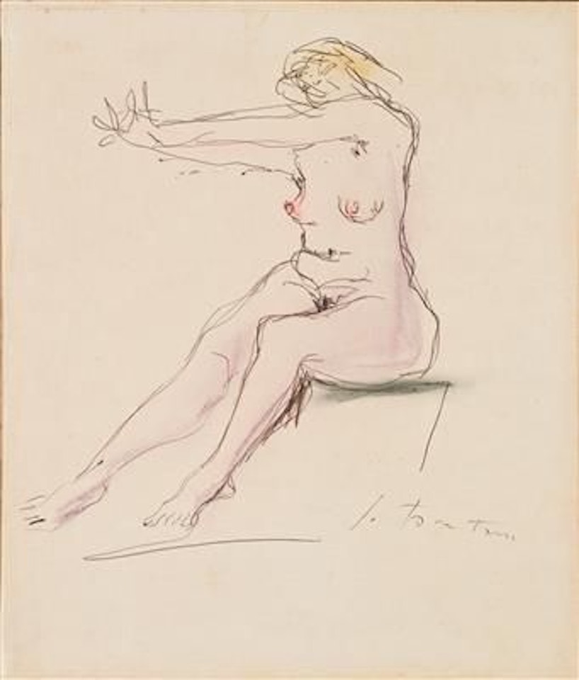 Nudo femminile seduto by Lucio Fontana